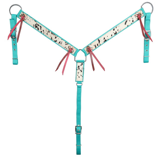 Showman Speckled Teal Nylon One Ear Headstall and Breastcollar Set