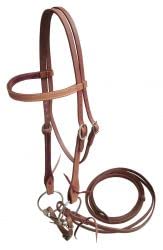 Browband Harness Leather Headstall w/ 5" Mouth O-Ring Snaffle Bi