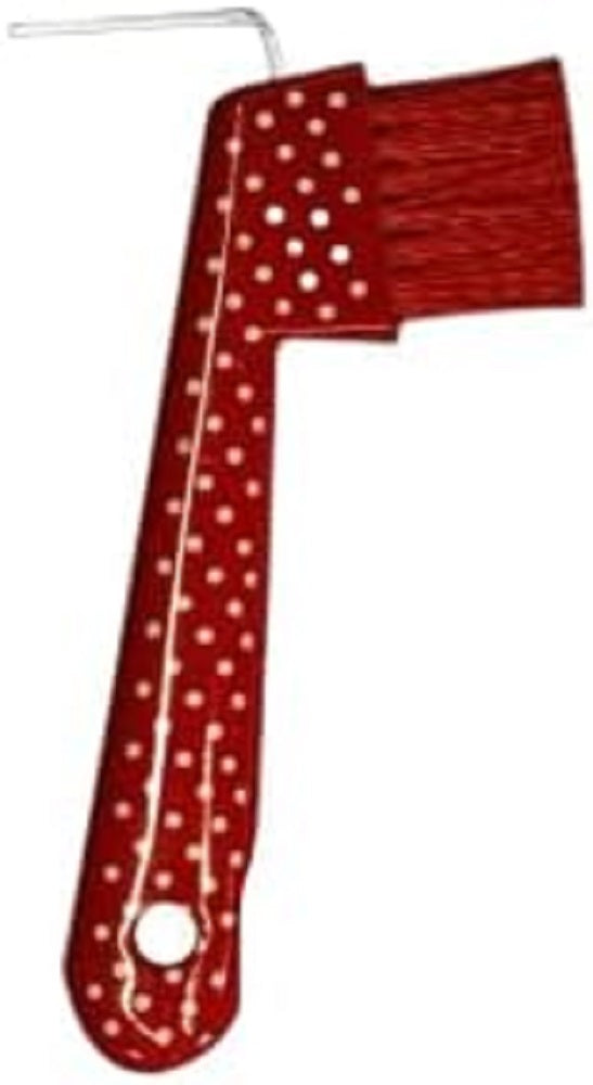 POLKA DOT HORSE HOOF PICK w/ Bristle brush head Steel pick