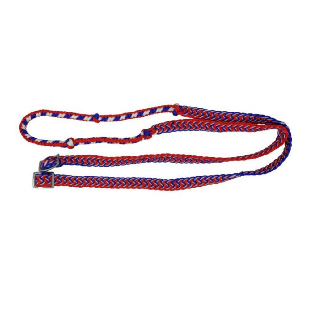 Showman 7' Braided Nylon Barrel Reins with Easy Grip Knots