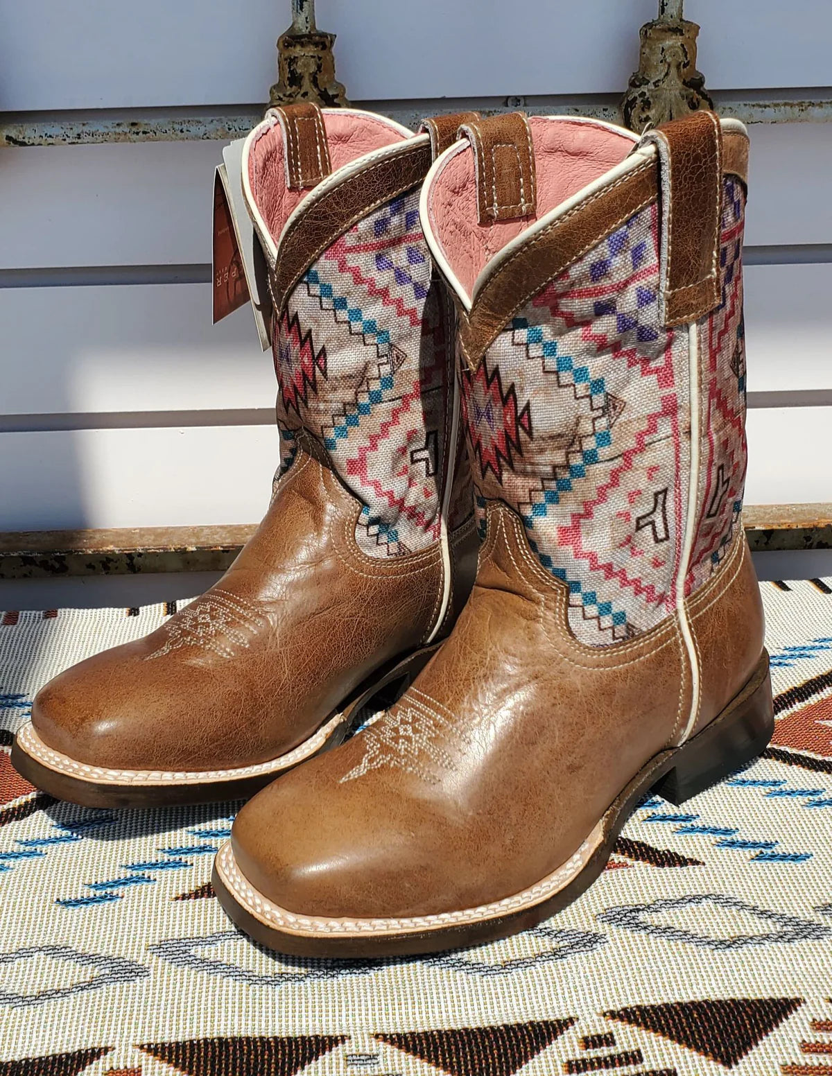 Roper Youth Girl's 'Margo' Geo Sole Western Cowgirl Boots