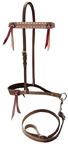 Roughout Leather Tie Down Noseband & Strap w/ buckstitch trim