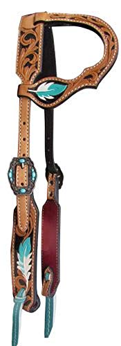 Single Ear Bridle w/ Hand painted feathers