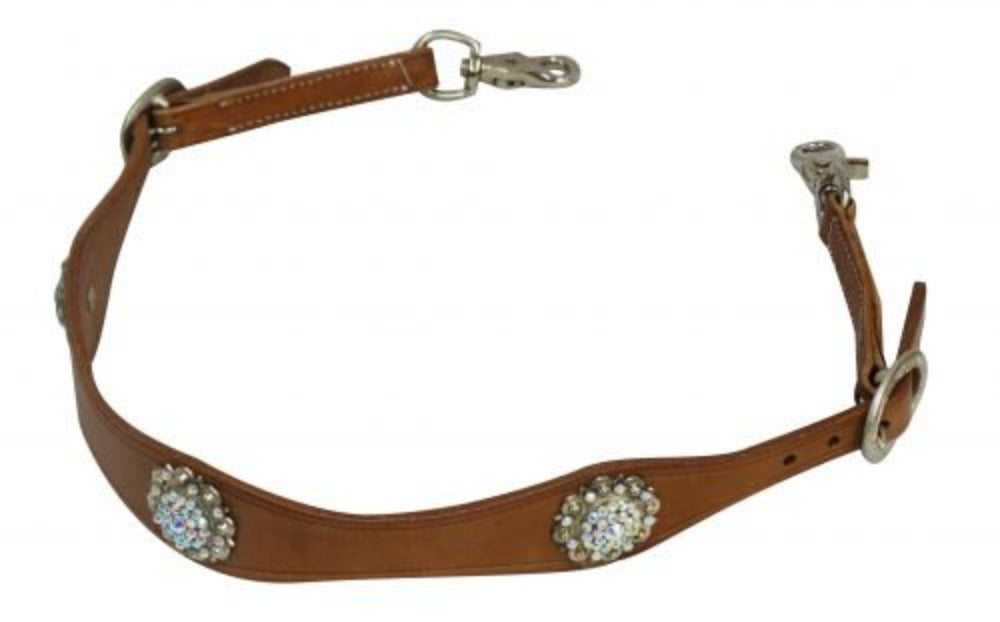 Scalloped Leather Wither Strap w/ Crystal Rhinestone Conchos