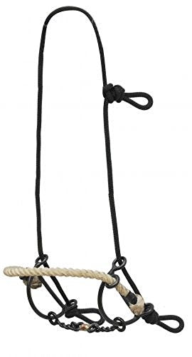 Showman Lariat Rope Gag Headstall with Sliding Twisted Wire Dog Bone Mouth