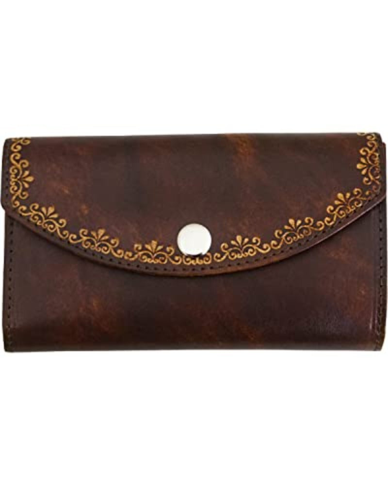 Western Express Brown Leather Checkbook Wallet w/ Embossed Filigree