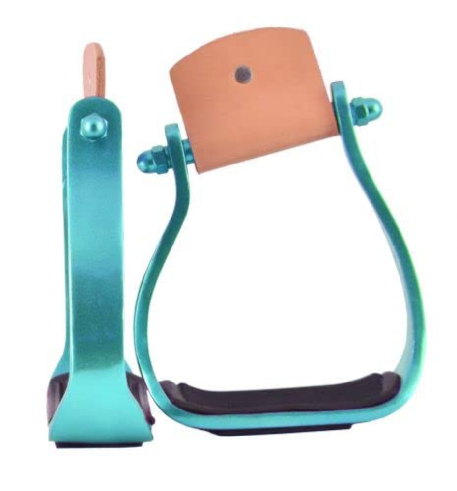 Showman Color coated Angled Aluminum Stirrups, Color choice