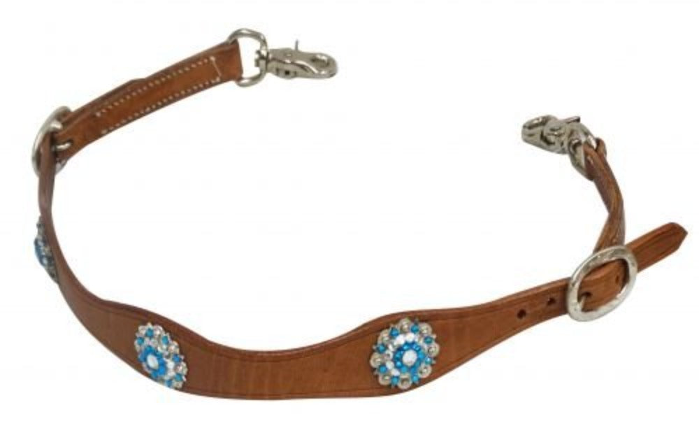 Scalloped Leather Wither Strap w/ Crystal Rhinestone Conchos