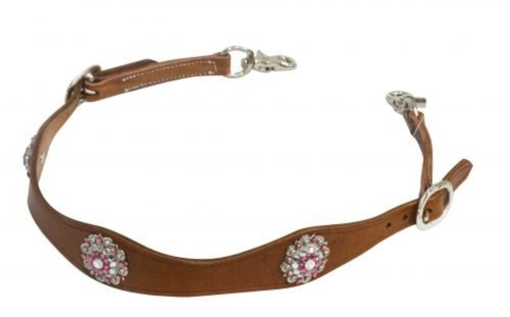Scalloped Leather Wither Strap w/ Crystal Rhinestone Conchos