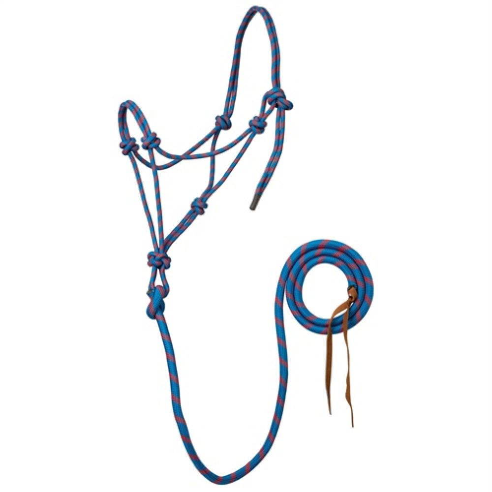 Rope Horse Halter with Attached Lead, 5/16” – Multiple Colors