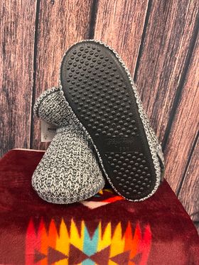 Women's Grey Knit Ankle Boot Slippers