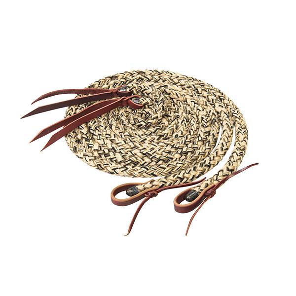 8' foot x 5/8" Silvertip Hollow Braid Split Reins w/ Leather Water Loops