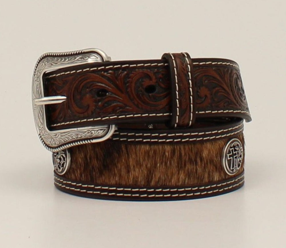 3D Belt Co. Boy's Calf Hair & Cross Concho Belt