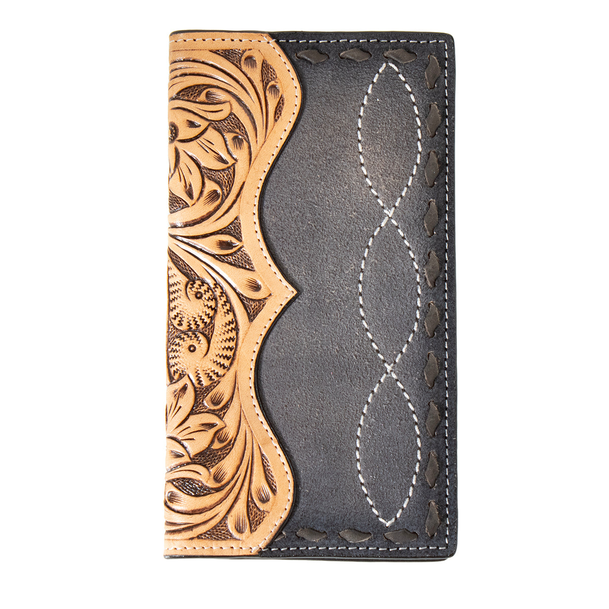Men's Black & Brown Rodeo Wallet w/ Floral design