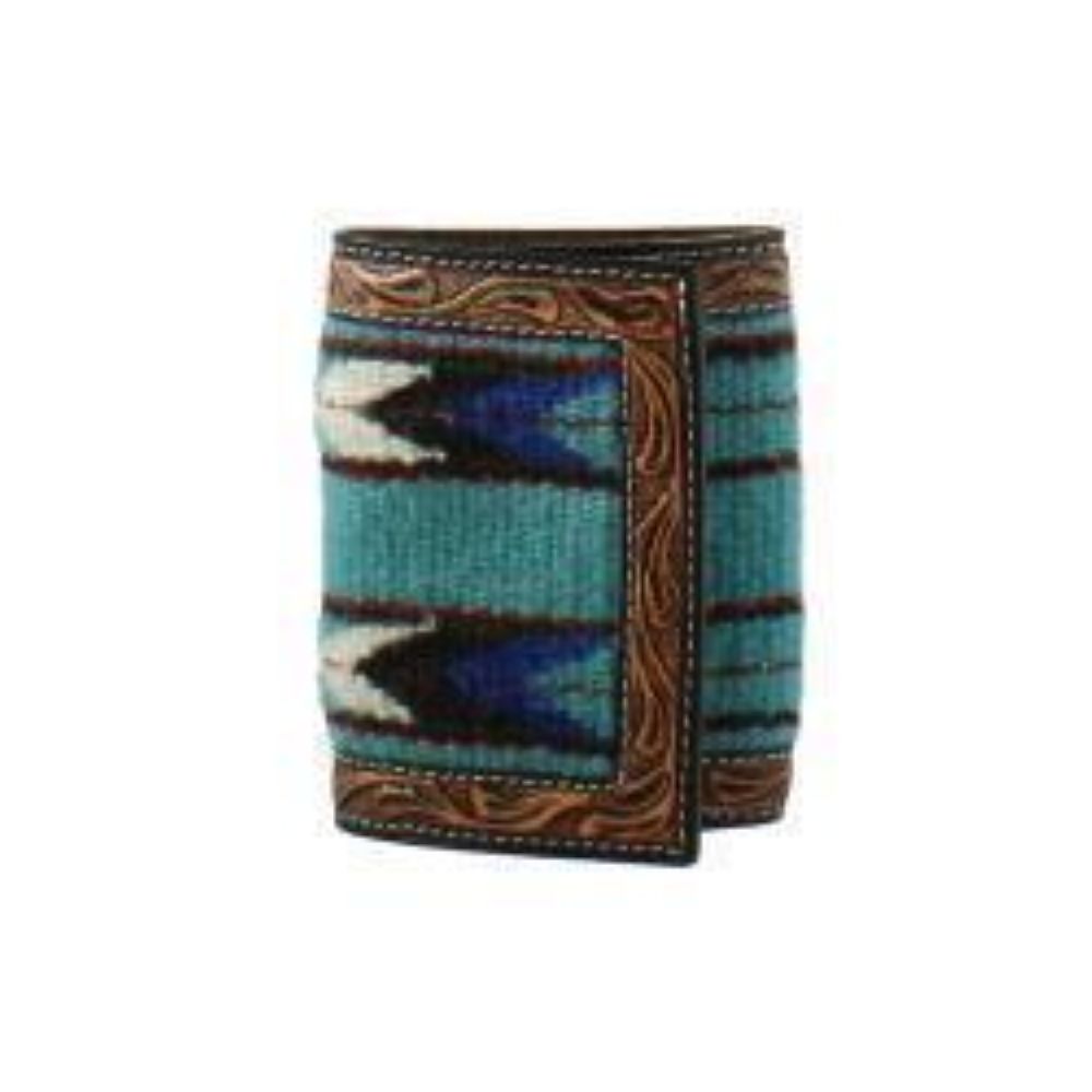3D Trifold Wallet Tooled Rug Brown