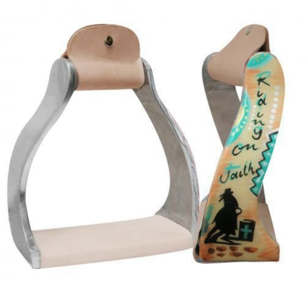 Showman Lightweight Twisted Angled Aluminum Riding on Faith Stirrups
