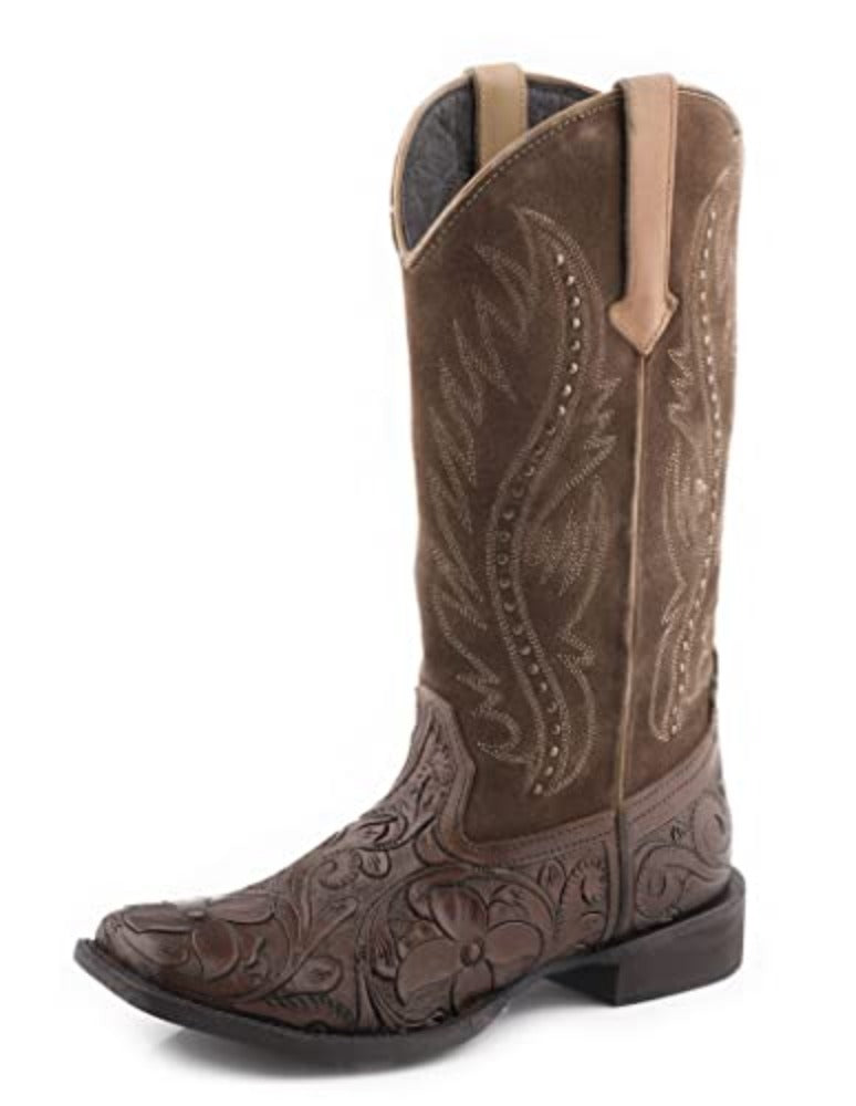 Women's Roper Brown 'CLARA TOOLED' WESTERN COWBOY BOOTS