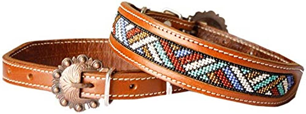 Red/White/Periwinkle/Mint & Gold Beaded Dog Collar