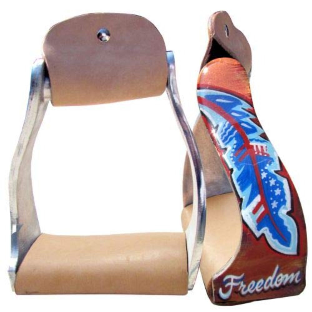 Showman Lightweight Twisted Angled Aluminum Freedom Feather Stirrups