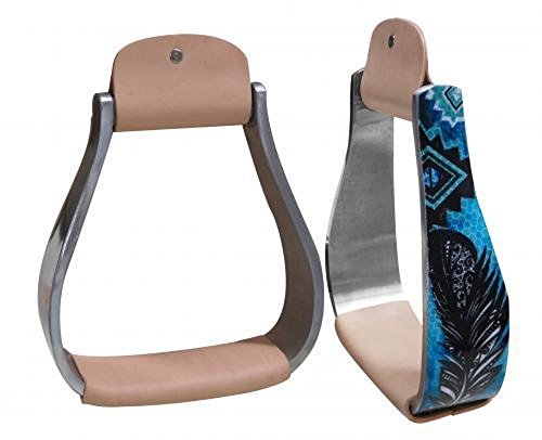 Showman Shimmering feather print stirrups