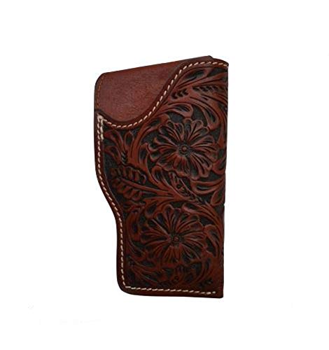 3D Belt Floral Hand Tooled Dark 6" Right Hand Dark Leather Gun Holster