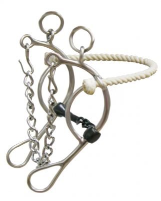 Stainless Steel Rope Nose Twisted Center Gag Bit w/ 5" Mouth & 8" Cheeks