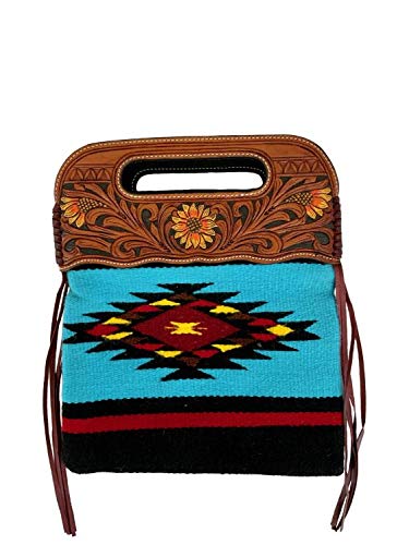 Saddle Blanket Purse with Tooled Leather w/Sunflowers SALE!!