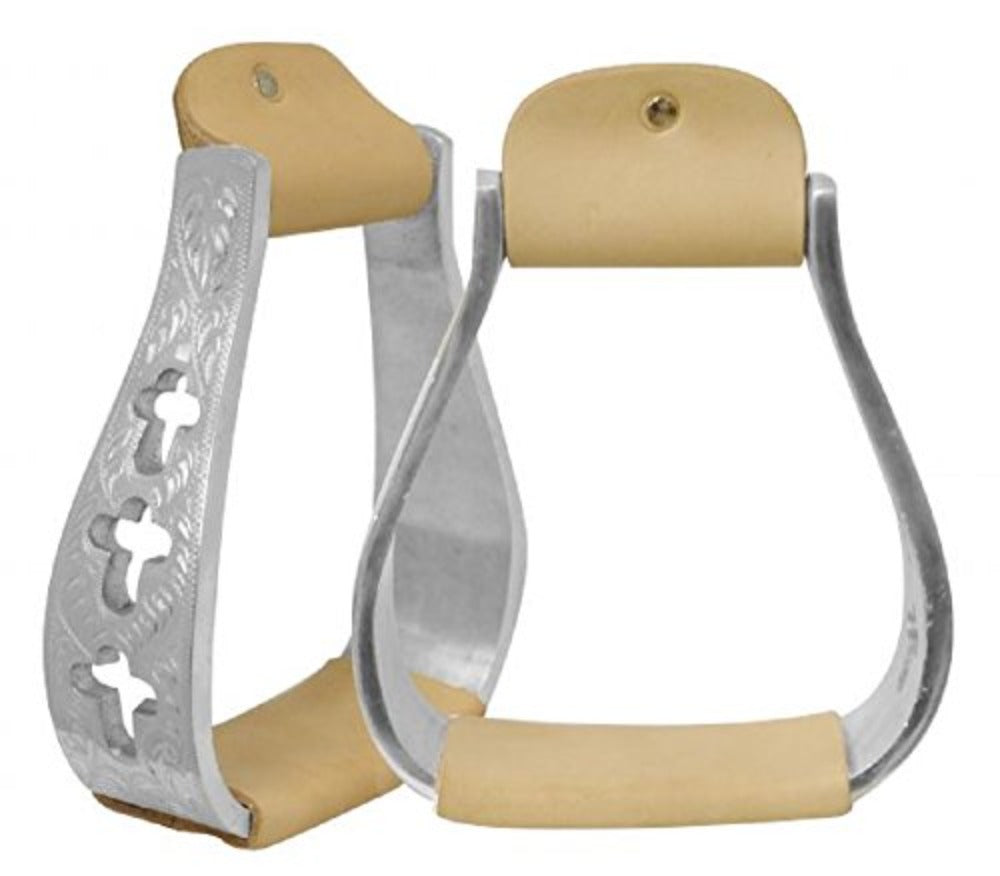 Cutout Crosses Lightweight Polished Aluminum Stirrups