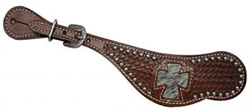 Showman Ladies Cowhide Hair Inlaid Cross Spur Straps