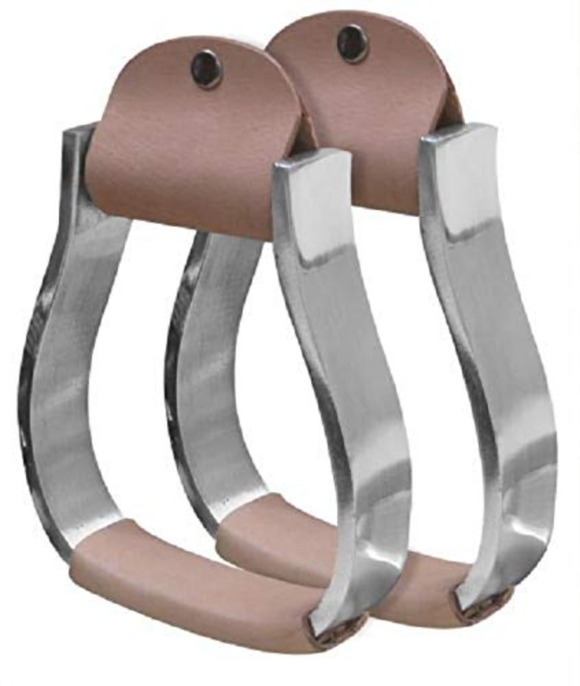 Pony Youth Polished Aluminum Stirrups w/ Leather Tread