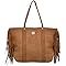 3D Angel Ranch Tan Brown Braided Leather Fringe Deep Duffel Bag Handbag Purse