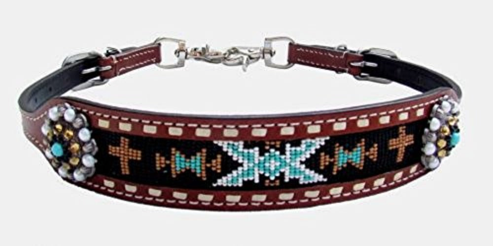 Wither Strap Cross and Navajo Beaded Inlay