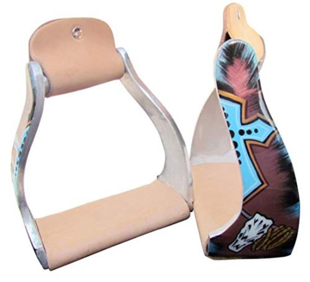 Showman Lightweight Twisted Angled Aluminum Cross & Steerhead Stirrups