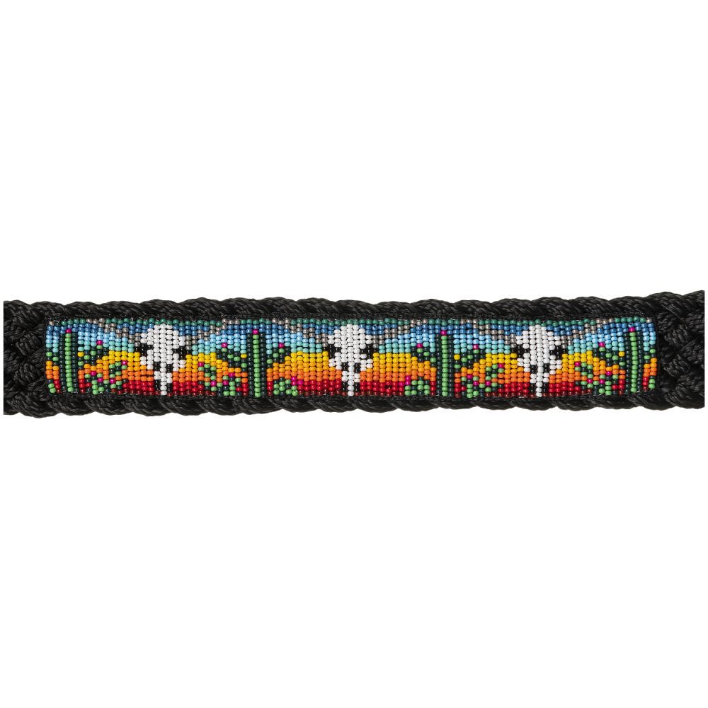 Tough1 Beaded Mule Tape Halter with Lead Skulls