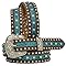 Angel Ranch Size Small Girls 1 1/4" Blue Tooled Rhinestone Studded Brown Leather Belt