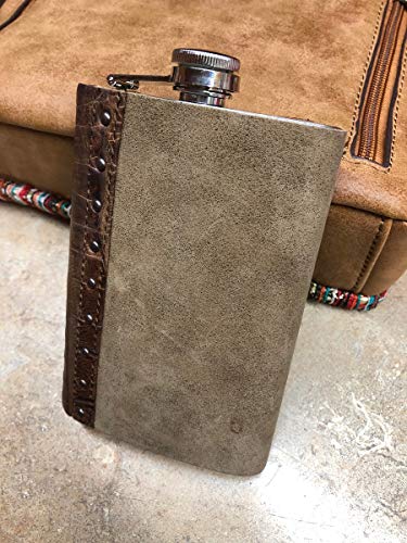 3D Belt 9 oz Crocodile Leather Drinking Flask