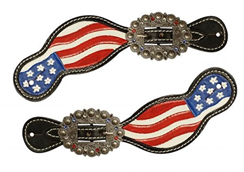 Showman Hand painted American Flag Spur Straps