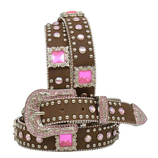 Youth girl's Angel Ranch Pink Rhinestones Bling Belt w/ Buckle