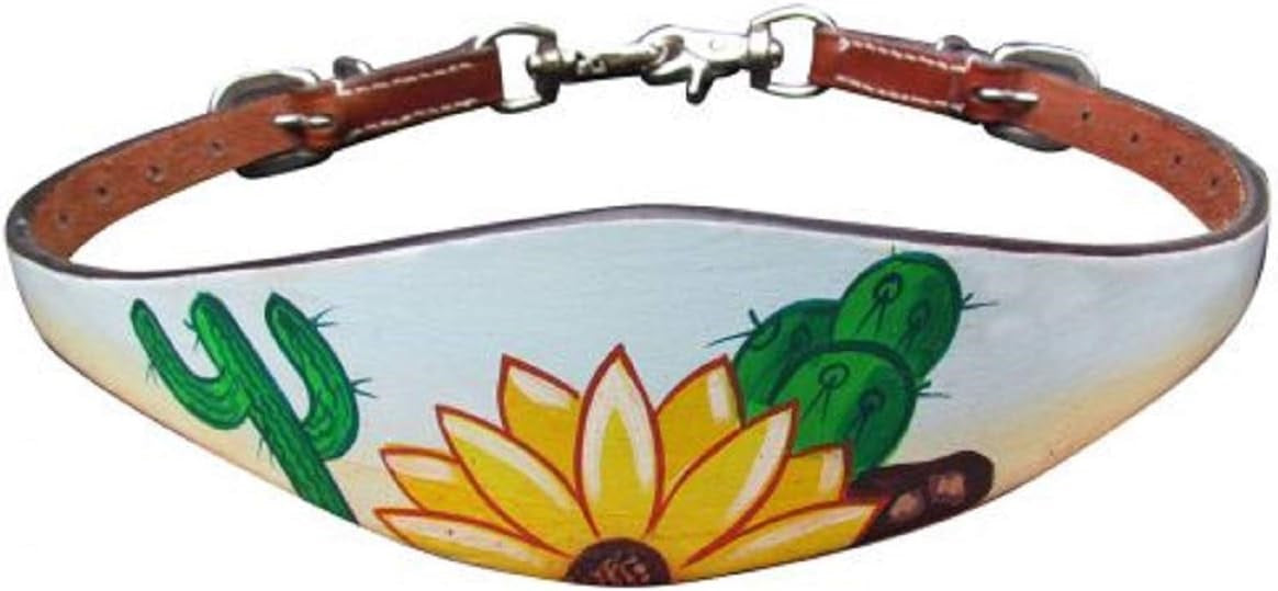 Sunflower and Cactus Hand Painted Wither Strap