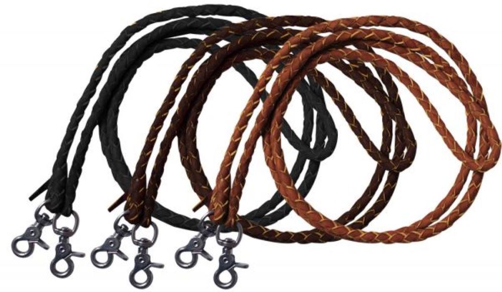 8 ft. Nylon Braided Roping Reins w/ Leather Ends