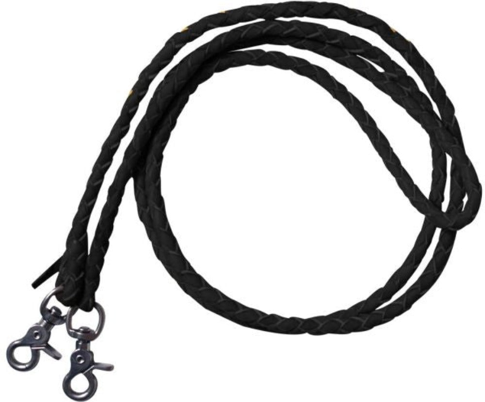 8 ft. Nylon Braided Roping Reins w/ Leather Ends