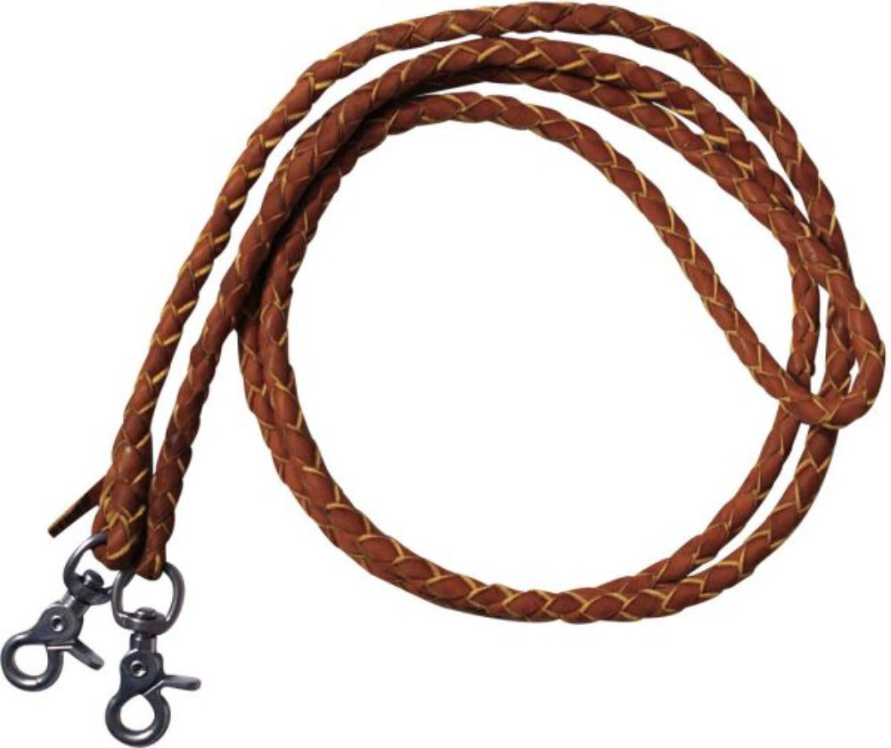 8 ft. Nylon Braided Roping Reins w/ Leather Ends