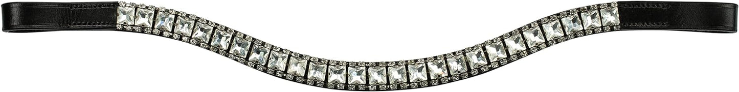 Horze Black leather Eastwood English Bridle Browband Crystals