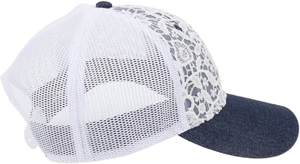 Women's Ariat Denim & White Lace Hat w/ Snapback