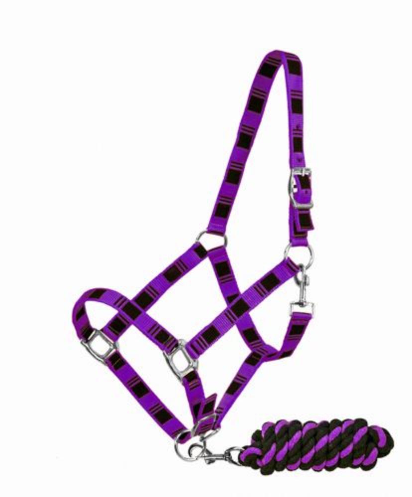 Adjustable Average Horse Halter w/ Cotton lead