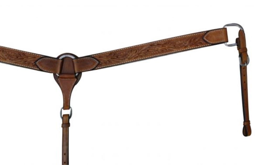 Double Stitched Leather Breast Collar w/ Floral tooling