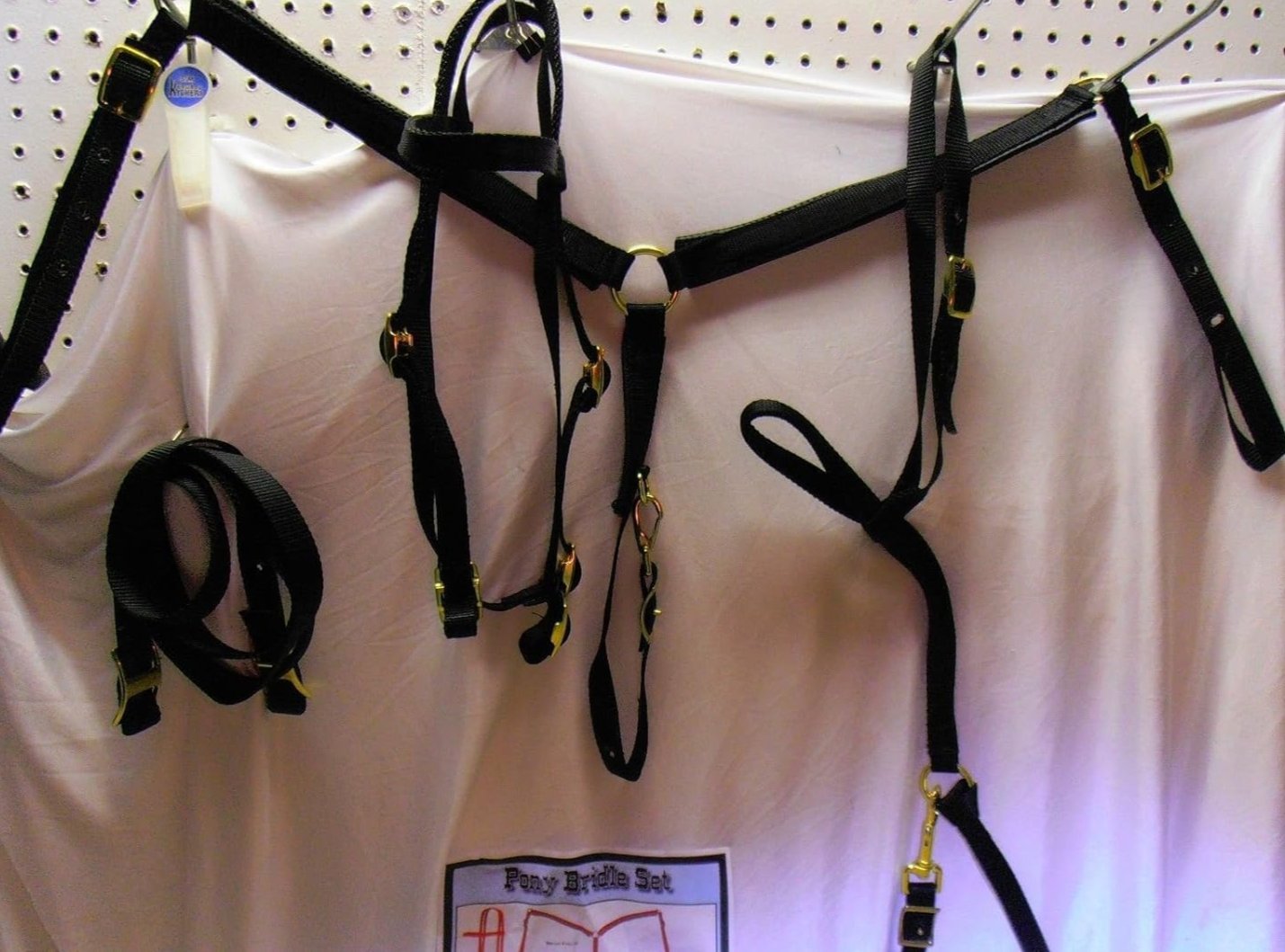 Nylon Pony Bridle Breast Collar Reins Noseband Tiedown Set