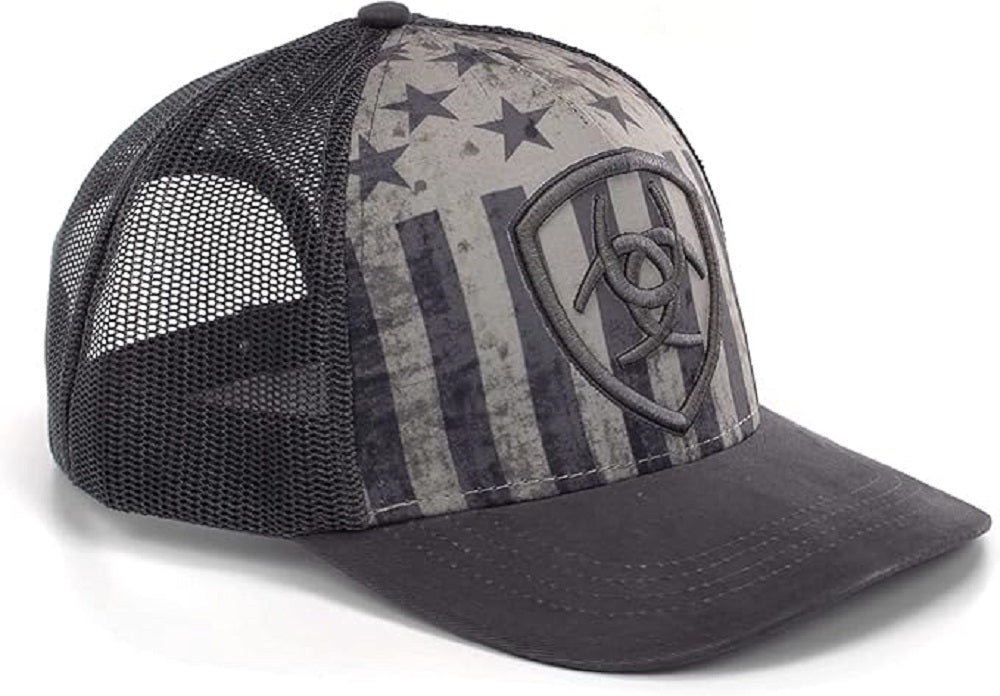 Men's Ariat Grey Stars & Stripes Logo Hat