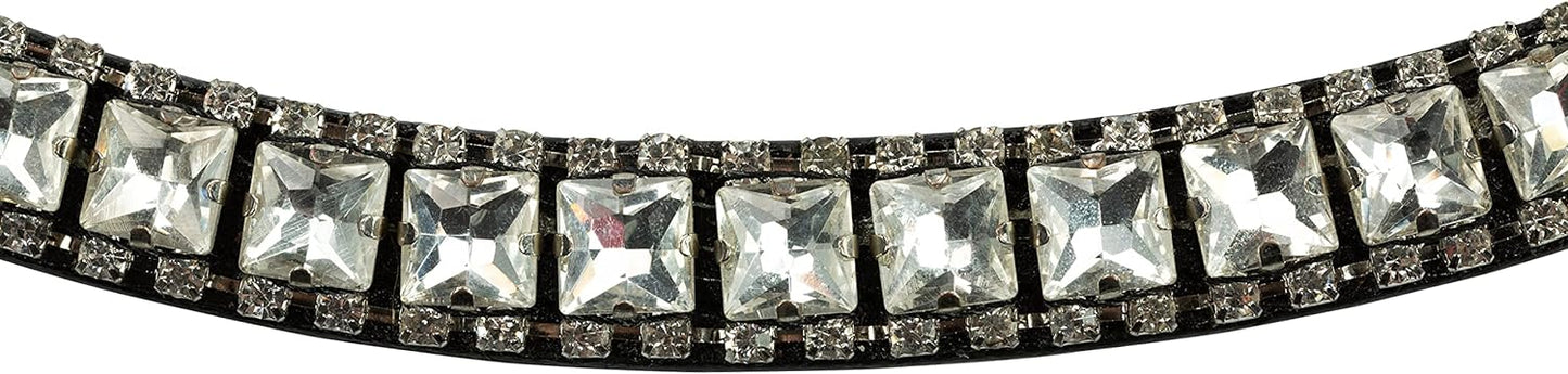Horze Black leather Eastwood English Bridle Browband Crystals