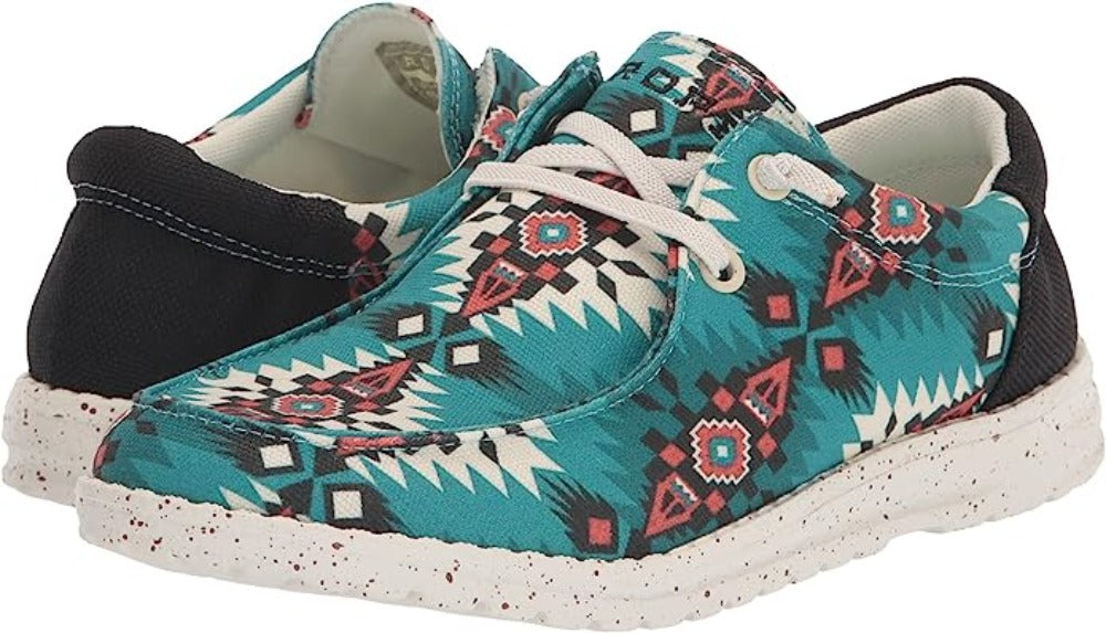 Women's Roper Blue Aztec 'HANG LOOSE' MOCCASINS SLIP ON SHOES